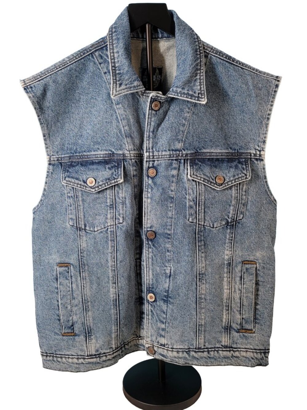 Harley-Davidson Biker Blues Denim Vest USA Made Mens Large Trucker Style